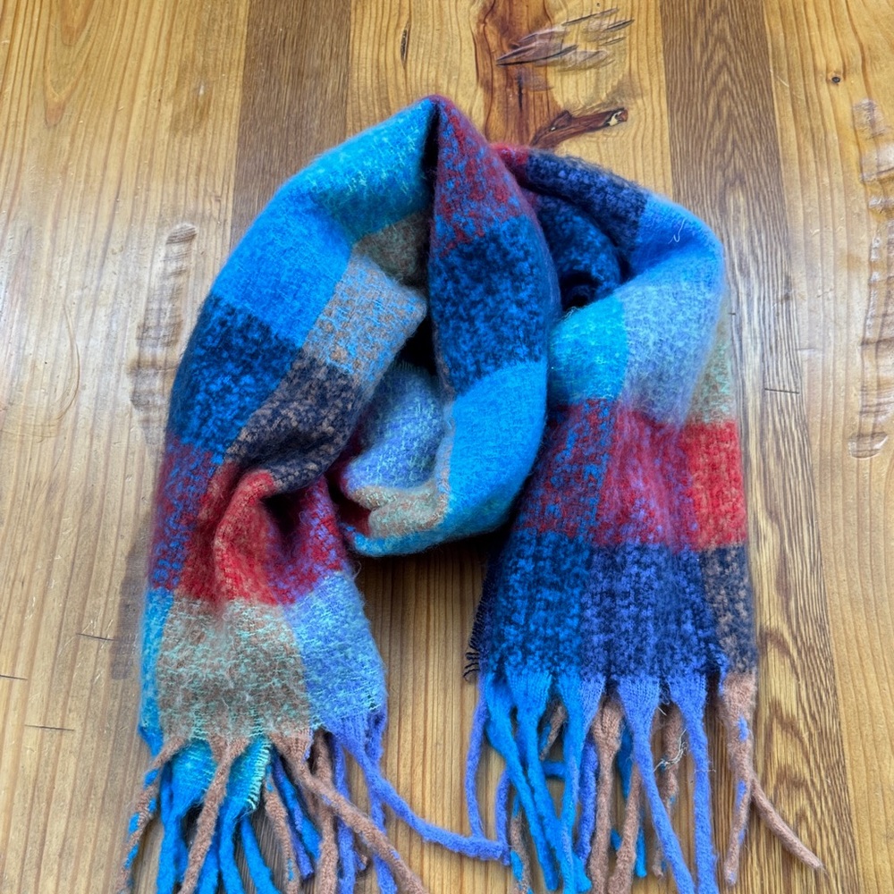 Aerie Colorful Plaid Wool Scarf
